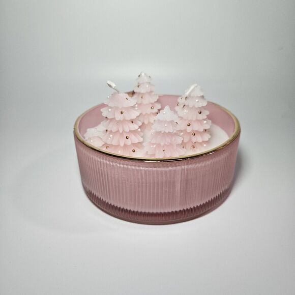 Sincerely Jules Home frost Pink christmas tree candle New *One Tree Top Fell* - Picture 5 of 7
